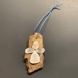 Sea glass angels on driftwood ornament
